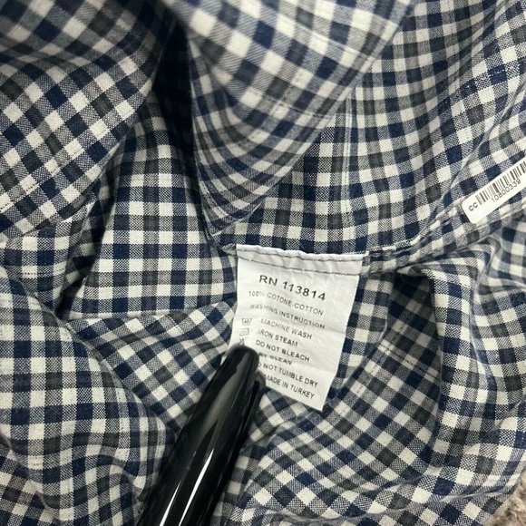 Mens XXL Billy Reid Standard Cut Blue Gray Check Long Sleeve Button Front Shirt - Picture 8 of 8